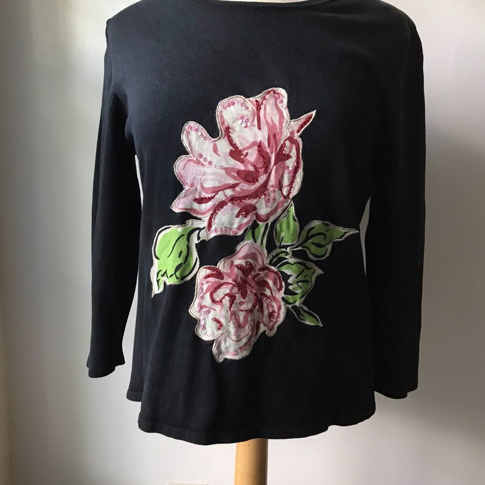 BOB MACKIE Vintage Embellished Knit Tee Top